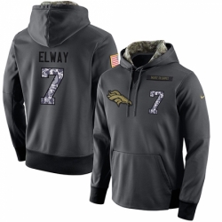 NFL Mens Nike Denver Broncos 7 John Elway Stitched Black Anthracite Salute to Service Player Performance Hoodie