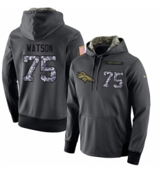 NFL Mens Nike Denver Broncos 75 Menelik Watson Stitched Black Anthracite Salute to Service Player Performance Hoodie