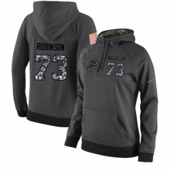 NFL Womens Nike Detroit Lions 73 Greg Robinson Stitched Black Anthracite Salute to Service Player Performance Hoodie