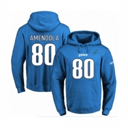 Football Mens Detroit Lions 80 Danny Amendola Blue Name Number Pullover Hoodie