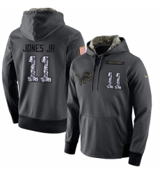 NFL Mens Nike Detroit Lions 11 Marvin Jones Jr Stitched Black Anthracite Salute to Service Player Performance Hoodie