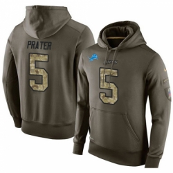 NFL Nike Detroit Lions 5 Matt Prater Green Salute To Service Mens Pullover Hoodie