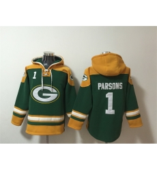 Men Green Bay Packers 1 Micah Parsons Green Lace Up Pullover Hoodie