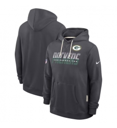 Men Green Bay Packers Charcoal Sideline Standard Issue Top Prospect Dri FIT Hoodie