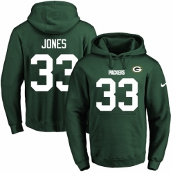 NFL Mens Nike Green Bay Packers 33 Aaron Jones Bennett Green Name Number Pullover Hoodie