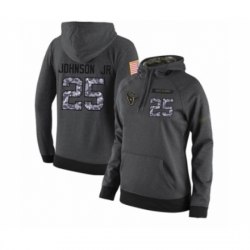 Football Womens Houston Texans 25 Duke Johnson Jr Stitched Black Anthracite Salute to Service Player Performance Hoodie