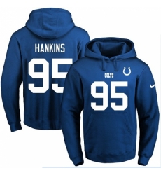 NFL Mens Nike Indianapolis Colts 95 Johnathan Hankins Royal Blue Name Number Pullover Hoodie