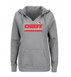 NFL Kansas City Chiefs Majestic Womens Self Determination Pullover Hoodie Heather Gray