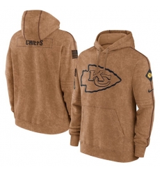 Men Kansas City Chiefs 2023 Brown Salute To Service Pullover Hoodie