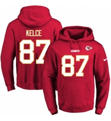 NFL Mens Nike Kansas City Chiefs 87 Travis Kelce Red Name Number Pullover Hoodie