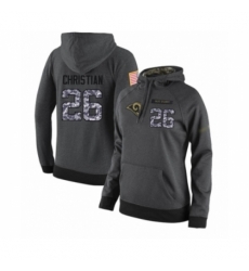 Football Womens Los Angeles Rams 26 Marqui Christian Stitched Black Anthracite Salute to Service Player Performance Hoodie