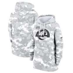 Women Los Angeles Rams 2024 Arctic Camo Salute To Service Club Fleece Pullover Hoodie