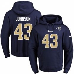 NFL Mens Nike Los Angeles Rams 43 John Johnson Navy Blue Name Number Pullover Hoodie