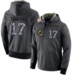 NFL Mens Nike Miami Dolphins 17 Ryan Tannehill Stitched Black Anthracite Salute to Service Player Performance Hoodie