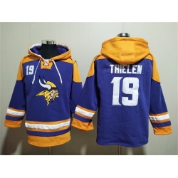 Men Minnesota Vikings 19 Adam Thielen Purple Yellow Ageless Must Have Lace Up Pullover Hoodie