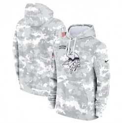 Men Minnesota Vikings 2024 Arctic Camo Salute To Service Club Fleece Pullover Stitched Hoodie