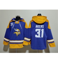 Men Minnesota Vikings 31 Cam Akers Purple Yellow Ageless Must Have Lace Up Pullover Hoodie