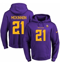 NFL Mens Nike Minnesota Vikings 21 Jerick McKinnon PurpleGold No Name Number Pullover Hoodie