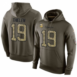 NFL Nike Minnesota Vikings 19 Adam Thielen Green Salute To Service Mens Pullover Hoodie