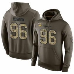 NFL Nike Minnesota Vikings 96 Brian Robison Green Salute To Service Mens Pullover Hoodie