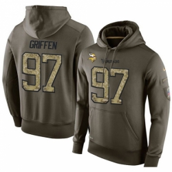 NFL Nike Minnesota Vikings 97 Everson Griffen Green Salute To Service Mens Pullover Hoodie