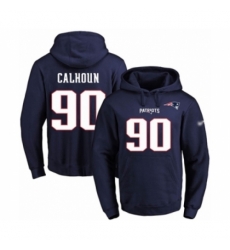 Football Mens New England Patriots 90 Shilique Calhoun Navy Blue Name Number Pullover Hoodie