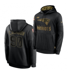 Men New England Patriots 90 Shilique Calhoun 2020 Salute To Service Black Sideline Performance Pullover Hoodie