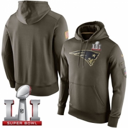 NFL Mens New England Patriots Nike Olive Salute To Service KO Performance Super Bowl LI 51 Hoodie