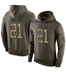 NFL Nike New England Patriots 21 Malcolm Butler Green Salute To Service Mens Pullover Hoodie