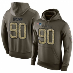 NFL Nike New England Patriots 90 Malcom Brown Green Salute To Service Mens Pullover Hoodie