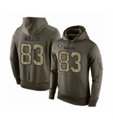 Football Mens Oakland Raiders 83 Darren Waller Green Salute To Service Pullover Hoodie