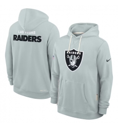 Men Las Vegas Raiders Silver Sideline Standard Issue Initial Home Dri FIT Pullover Hoodie Men Las Vegas Raiders Silver Sideline Standard Issue Initial Home Dri FIT Pullover Hoodie