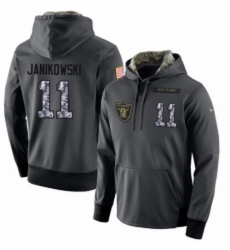 NFL Nike Oakland Raiders 11 Sebastian Janikowski Stitched Black Anthracite Salute to Service Player Performance Hoodie