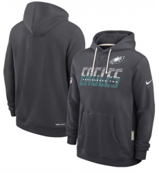 Men Philadelphia Eagles Charcoal Sideline Standard Issue Top Prospect Dri FIT Hoodie