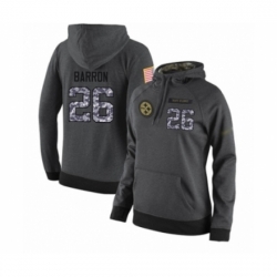 Football Womens Pittsburgh Steelers 26 Mark Barron Stitched Black Anthracite Salute to Service Player Performance Hoodie