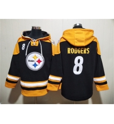 Men Pittsburgh Steelers 8 Aaron Rodgers Black Ageless Must Have Lace Up Pullover Hoodie