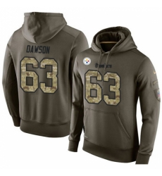 NFL Nike Pittsburgh Steelers 63 Dermontti Dawson Green Salute To Service Mens Pullover Hoodie