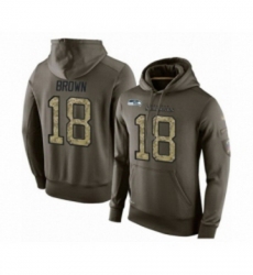 Football Mens Seattle Seahawks 18 Jaron Brown Green Salute To Service Pullover Hoodie