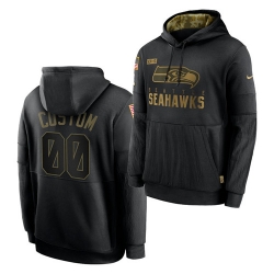 Men Custom Men Seattle Seahawks 2020 Salute To Service Black Sideline Performance Pullover Hoodie