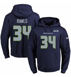 NFL Mens Nike Seattle Seahawks 34 Thomas Rawls Navy Blue Name Number Pullover Hoodie