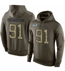 NFL Nike Seattle Seahawks 91 Sheldon Richardson Green Salute To Service Mens Pullover Hoodie