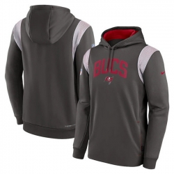 Men Tampa Bay Buccaneers Pewter Sideline Stack Performance Pullover Hoodie 002