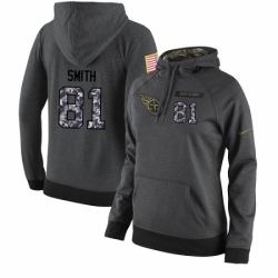 NFL Womens Nike Tennessee Titans 81 Jonnu Smith Stitched Black Anthracite Salute to Service Player Performance Hoodie