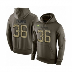 Football Los Angeles Chargers 36 Roderic Teamer Green Salute To Service Mens Pullover Hoodie