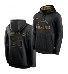 Men Los Angeles Chargers 54 Melvin Ingram III 2020 Salute To Service Black Sideline Performance Pullover HoodieMen Hoodie