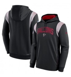 Men Atlanta Falcons Black Sideline Stack Performance Pullover Hoodie 002