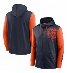 Men Chicago Bears Navy Orange Fan Gear Mascot Performance Full Zip Hoodie