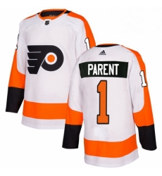 Womens Adidas Philadelphia Flyers 1 Bernie Parent Authentic White Away NHL Jersey 