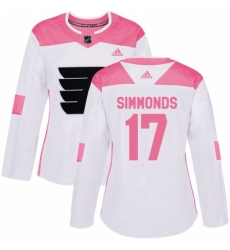 Womens Adidas Philadelphia Flyers 17 Wayne Simmonds Authentic WhitePink Fashion NHL Jersey 