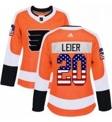 Womens Adidas Philadelphia Flyers 20 Taylor Leier Authentic Orange USA Flag Fashion NHL Jersey 